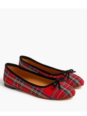 J.Crew Festive Tartan Plaid Ballet Flats Red Green Black